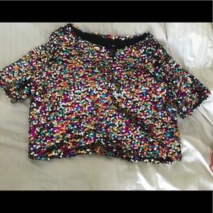 H&M Sequin crop top